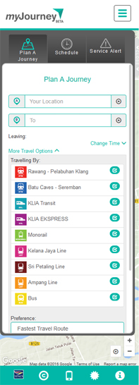 SPAD Journey Planner app screenshot